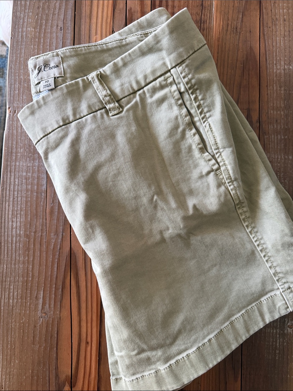 J. Crew Women’s Flat Front Chino Shorts in Olive